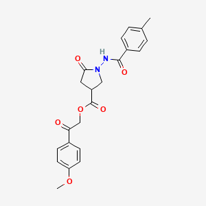 molecular formula C22H22N2O6 B12458500 2-(4-Methoxyphenyl)-2-oxoethyl 1-{[(4-methylphenyl)carbonyl]amino}-5-oxopyrrolidine-3-carboxylate 