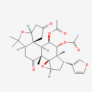 molecular formula C30H36O9 B1245864 [(1R,2R,6S,9R,12R,13R,15R,17S,18R,19R,20R)-19-acetyloxy-17-(furan-3-yl)-8,8,12,18-tetramethyl-4,11-dioxo-7,14-dioxahexacyclo[10.8.0.02,6.02,9.013,15.013,18]icosan-20-yl] acetate 