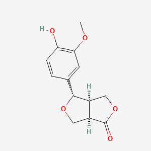 molecular formula C13H14O5 B1245865 (3aR,4S,6aR)-4-(4-hydroxy-3-methoxyphenyl)tetrahydro-1H,3H-furo[3,4-c]furan-1-one 