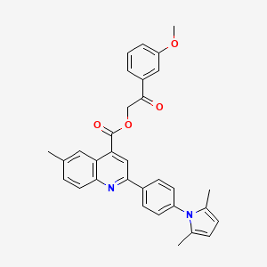 molecular formula C32H28N2O4 B12459007 2-(3-methoxyphenyl)-2-oxoethyl 2-[4-(2,5-dimethyl-1H-pyrrol-1-yl)phenyl]-6-methylquinoline-4-carboxylate 