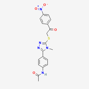 molecular formula C19H17N5O4S B12459022 N-[4-(4-methyl-5-{[2-(4-nitrophenyl)-2-oxoethyl]sulfanyl}-4H-1,2,4-triazol-3-yl)phenyl]acetamide 