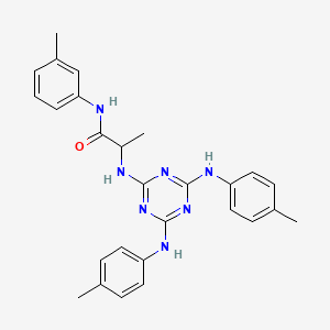 molecular formula C27H29N7O B12459170 N~2~-{4,6-bis[(4-methylphenyl)amino]-1,3,5-triazin-2-yl}-N-(3-methylphenyl)alaninamide 