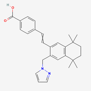 molecular formula C27H30N2O2 B12459194 (E)-4-(2-(3-((1H-pyrazol-1-yl)methyl)-5,5,8,8-tetramethyl-5,6,7,8-tetrahydronaphthalen-2-yl)vinyl)benzoic acid 