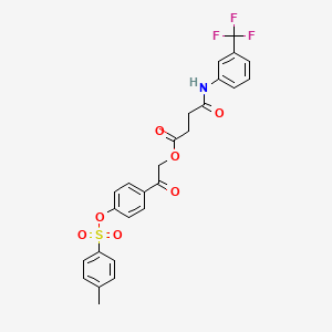 molecular formula C26H22F3NO7S B12459199 2-(4-{[(4-Methylphenyl)sulfonyl]oxy}phenyl)-2-oxoethyl 4-oxo-4-{[3-(trifluoromethyl)phenyl]amino}butanoate 