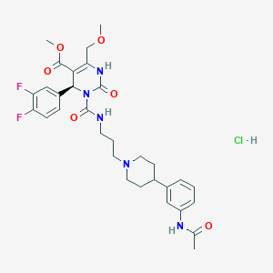 molecular formula C31H38ClF2N5O6 B1245924 methyl (4S)-3-[3-[4-(3-acetamidophenyl)piperidin-1-yl]propylcarbamoyl]-4-(3,4-difluorophenyl)-6-(methoxymethyl)-2-oxo-1,4-dihydropyrimidine-5-carboxylate;hydrochloride 