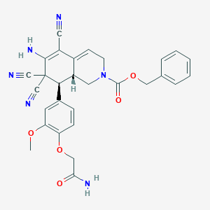 molecular formula C29H26N6O5 B12459264 benzyl (8S,8aR)-6-amino-8-[4-(2-amino-2-oxoethoxy)-3-methoxyphenyl]-5,7,7-tricyano-3,7,8,8a-tetrahydroisoquinoline-2(1H)-carboxylate 