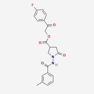 2-(4-Fluorophenyl)-2-oxoethyl 1-{[(3-methylphenyl)carbonyl]amino}-5-oxopyrrolidine-3-carboxylate