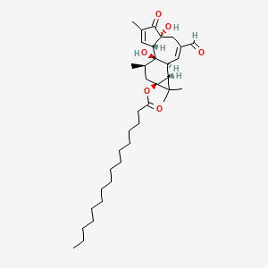 molecular formula C36H56O6 B1245927 12-Deoxyphorbaldehyde-13-hexadecanoate 