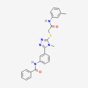 molecular formula C25H23N5O2S B12459293 N-{3-[4-methyl-5-({2-[(3-methylphenyl)amino]-2-oxoethyl}sulfanyl)-4H-1,2,4-triazol-3-yl]phenyl}benzamide 