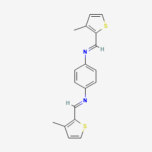 molecular formula C18H16N2S2 B12459298 N,N'-bis[(E)-(3-methylthiophen-2-yl)methylidene]benzene-1,4-diamine 