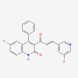 6-chloro-3-[(2E)-3-(5-fluoropyridin-3-yl)prop-2-enoyl]-4-phenyl-1H-quinolin-2-one