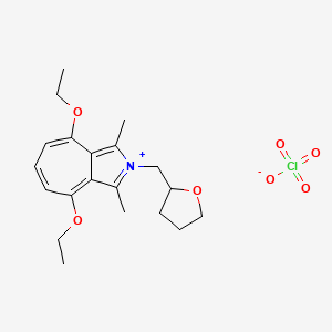 molecular formula C20H28ClNO7 B12459394 4,8-Diethoxy-1,3-dimethyl-2-(tetrahydrofuran-2-ylmethyl)cyclohepta[c]pyrrolium perchlorate 