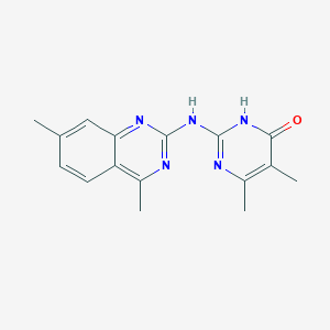 molecular formula C16H17N5O B12459470 2-[(4,7-dimethylquinazolin-2-yl)amino]-5,6-dimethylpyrimidin-4(1H)-one 