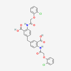 molecular formula C31H24Cl2N2O8 B12459477 3,3'-Methanediylbis(6-{[(2-chlorophenoxy)acetyl]amino}benzoic acid) 