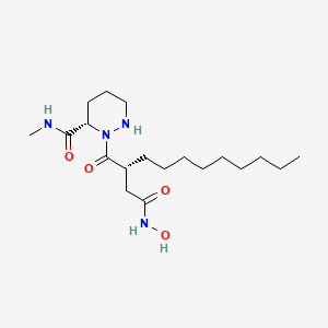 molecular formula C19H36N4O4 B1245949 (3S)-2-[(2R)-2-[2-(hydroxyamino)-2-oxoethyl]undecanoyl]-N-methyldiazinane-3-carboxamide 