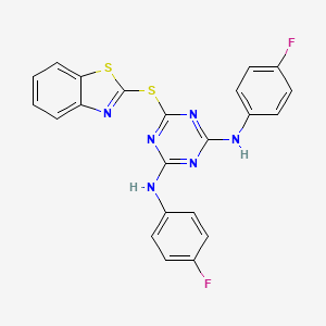 6-(1,3-benzothiazol-2-ylsulfanyl)-N,N'-bis(4-fluorophenyl)-1,3,5-triazine-2,4-diamine