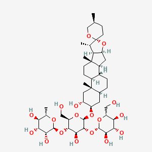 molecular formula C45H74O18 B1245959 (2S,3R,4R,5R,6S)-2-[(2R,3S,4S,5R,6R)-4-羟基-2-(羟甲基)-6-[(1R,2S,4S,5'S,6R,7S,8R,9S,12S,13S,15R,16R,18S)-15-羟基-5',7,9,13-四甲基螺[5-氧杂五环[10.8.0.02,9.04,8.013,18]二十烷-6,2'-氧杂]-16-基]氧基-5-[(2S,3R,4S,5S,6R)-3,4,5-三羟基-6-(羟甲基)氧杂-2-基]氧基氧杂-3-基]氧基-6-甲基氧杂-3,4,5-三醇 