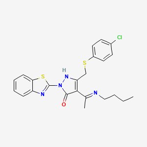 (4E)-2-(1,3-benzothiazol-2-yl)-4-[1-(butylamino)ethylidene]-5-{[(4-chlorophenyl)sulfanyl]methyl}-2,4-dihydro-3H-pyrazol-3-one