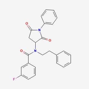 N-(2,5-dioxo-1-phenylpyrrolidin-3-yl)-3-fluoro-N-(2-phenylethyl)benzamide