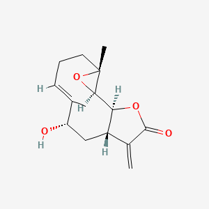 molecular formula C15H20O4 B1245979 (1S,2R,4R,7E,9S,11S)-9-hydroxy-4,8-dimethyl-12-methylidene-3,14-dioxatricyclo[9.3.0.02,4]tetradec-7-en-13-one 