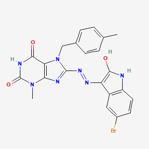 8-[(2Z)-2-(5-bromo-2-oxo-1,2-dihydro-3H-indol-3-ylidene)hydrazinyl]-3-methyl-7-(4-methylbenzyl)-3,7-dihydro-1H-purine-2,6-dione