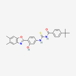 4-tert-butyl-N-{[4-(5,6-dimethyl-1,3-benzoxazol-2-yl)-3-hydroxyphenyl]carbamothioyl}benzamide