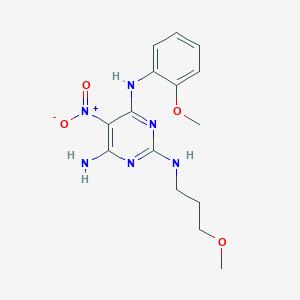 4-N-(2-methoxyphenyl)-2-N-(3-methoxypropyl)-5-nitropyrimidine-2,4,6-triamine