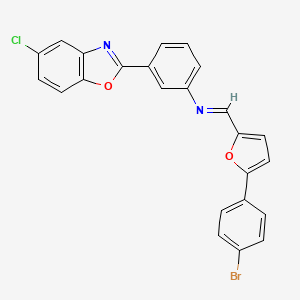 molecular formula C24H14BrClN2O2 B12460462 N-{(E)-[5-(4-bromophenyl)furan-2-yl]methylidene}-3-(5-chloro-1,3-benzoxazol-2-yl)aniline 