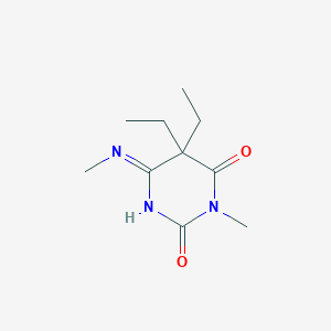 molecular formula C10H17N3O2 B12460478 5,5-Diethyl-3-methyl-6-methylimino-hexahydro-pyrimidine-2,4-dione 