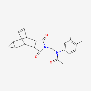 molecular formula C22H24N2O3 B12460481 N-(3,4-dimethylphenyl)-N-[(1,3-dioxooctahydro-4,6-ethenocyclopropa[f]isoindol-2(1H)-yl)methyl]acetamide 