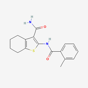 molecular formula C17H18N2O2S B12460536 2-(2-Methylbenzamido)-4,5,6,7-tetrahydro-1-benzothiophene-3-carboxamide 