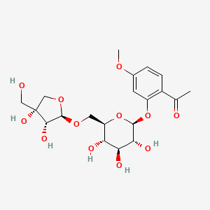 1-(2-{[(2S,3R,4S,5S,6R)-6-({[(2R,3R,4R)-3,4-dihydroxy-4-(hydroxymethyl)oxolan-2-yl]oxy}methyl)-3,4,5-trihydroxyoxan-2-yl]oxy}-4-methoxyphenyl)ethanone