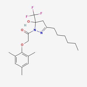 1-[3-hexyl-5-hydroxy-5-(trifluoromethyl)-4H-pyrazol-1-yl]-2-(2,4,6-trimethylphenoxy)ethanone