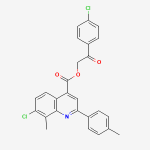 2-(4-Chlorophenyl)-2-oxoethyl 7-chloro-8-methyl-2-(4-methylphenyl)quinoline-4-carboxylate