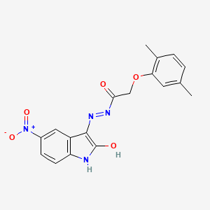 2-(2,5-dimethylphenoxy)-N'-[(3E)-5-nitro-2-oxo-1,2-dihydro-3H-indol-3-ylidene]acetohydrazide