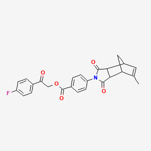 molecular formula C25H20FNO5 B12460646 2-(4-fluorophenyl)-2-oxoethyl 4-(5-methyl-1,3-dioxo-1,3,3a,4,7,7a-hexahydro-2H-4,7-methanoisoindol-2-yl)benzoate 