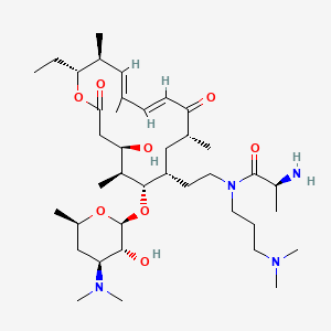 molecular formula C39H70N4O8 B1246074 (2S)-2-amino-N-[2-[(4R,5S,6S,7R,9R,11E,13E,15S,16R)-6-[(2S,3R,4S,6R)-4-(dimethylamino)-3-hydroxy-6-methyloxan-2-yl]oxy-16-ethyl-4-hydroxy-5,9,13,15-tetramethyl-2,10-dioxo-1-oxacyclohexadeca-11,13-dien-7-yl]ethyl]-N-[3-(dimethylamino)propyl]propanamide 
