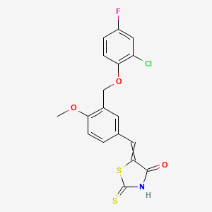 (5Z)-5-(3-[(2-Chloro-4-fluorophenoxy)methyl]-4-methoxybenzylidene)-2-merc+