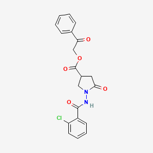 2-Oxo-2-phenylethyl 1-{[(2-chlorophenyl)carbonyl]amino}-5-oxopyrrolidine-3-carboxylate