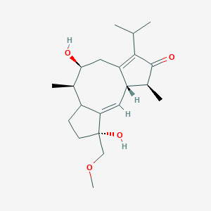 molecular formula C21H32O4 B1246081 (1E,3S,4S,9S,10R,14R)-9,14-dihydroxy-14-(methoxymethyl)-4,10-dimethyl-6-propan-2-yltricyclo[9.3.0.03,7]tetradeca-1,6-dien-5-one 