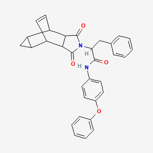 molecular formula C32H28N2O4 B12460832 2-(1,3-dioxooctahydro-4,6-ethenocyclopropa[f]isoindol-2(1H)-yl)-N-(4-phenoxyphenyl)-3-phenylpropanamide 