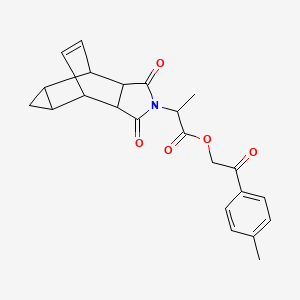 molecular formula C23H23NO5 B12460838 2-(4-methylphenyl)-2-oxoethyl 2-(1,3-dioxooctahydro-4,6-ethenocyclopropa[f]isoindol-2(1H)-yl)propanoate 