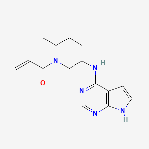 molecular formula C15H19N5O B12460915 1-(2-methyl-5-{7H-pyrrolo[2,3-d]pyrimidin-4-ylamino}piperidin-1-yl)prop-2-en-1-one 