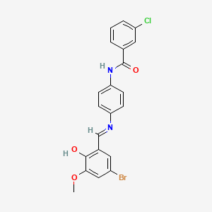 molecular formula C21H16BrClN2O3 B12460958 N-(4-{[(E)-(5-bromo-2-hydroxy-3-methoxyphenyl)methylidene]amino}phenyl)-3-chlorobenzamide 