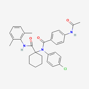 molecular formula C30H32ClN3O3 B12461144 4-(acetylamino)-N-(4-chlorophenyl)-N-{1-[(2,6-dimethylphenyl)carbamoyl]cyclohexyl}benzamide 