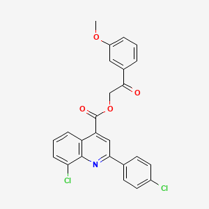 molecular formula C25H17Cl2NO4 B12461152 2-(3-Methoxyphenyl)-2-oxoethyl 8-chloro-2-(4-chlorophenyl)quinoline-4-carboxylate 