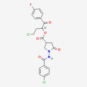 4-Chloro-1-(4-fluorophenyl)-1-oxobutan-2-yl 1-{[(4-chlorophenyl)carbonyl]amino}-5-oxopyrrolidine-3-carboxylate