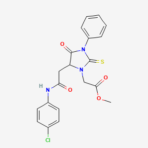 Methyl (5-{2-[(4-chlorophenyl)amino]-2-oxoethyl}-4-oxo-3-phenyl-2-thioxoimidazolidin-1-yl)acetate