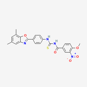 N-{[4-(5,7-dimethyl-1,3-benzoxazol-2-yl)phenyl]carbamothioyl}-4-methoxy-3-nitrobenzamide