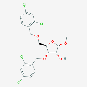 molecular formula C20H20Cl4O5 B124617 1-甲基-3,5-双-O-(2,4-二氯苄基)-α-D-呋喃核糖苷 CAS No. 168427-35-8